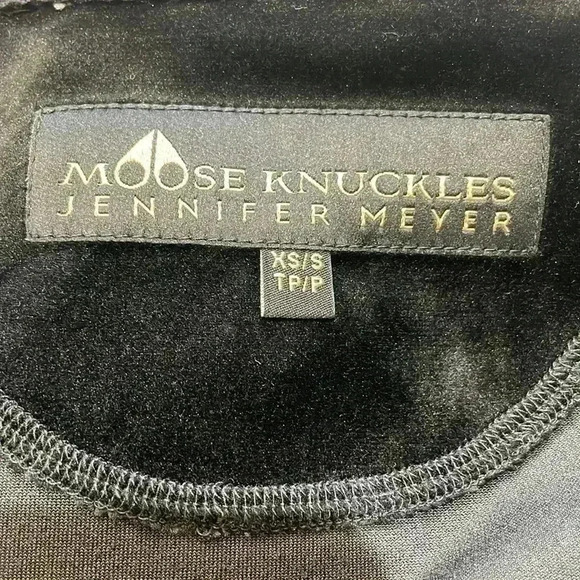 Moose Knuckles x Jennifer Meyer Black Velour Track Bomber Jacket size XS - Picture 8 of 11